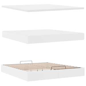 Osmanský rám postele s matrací bílý 180x200cm umělá kůže - obrázek 8