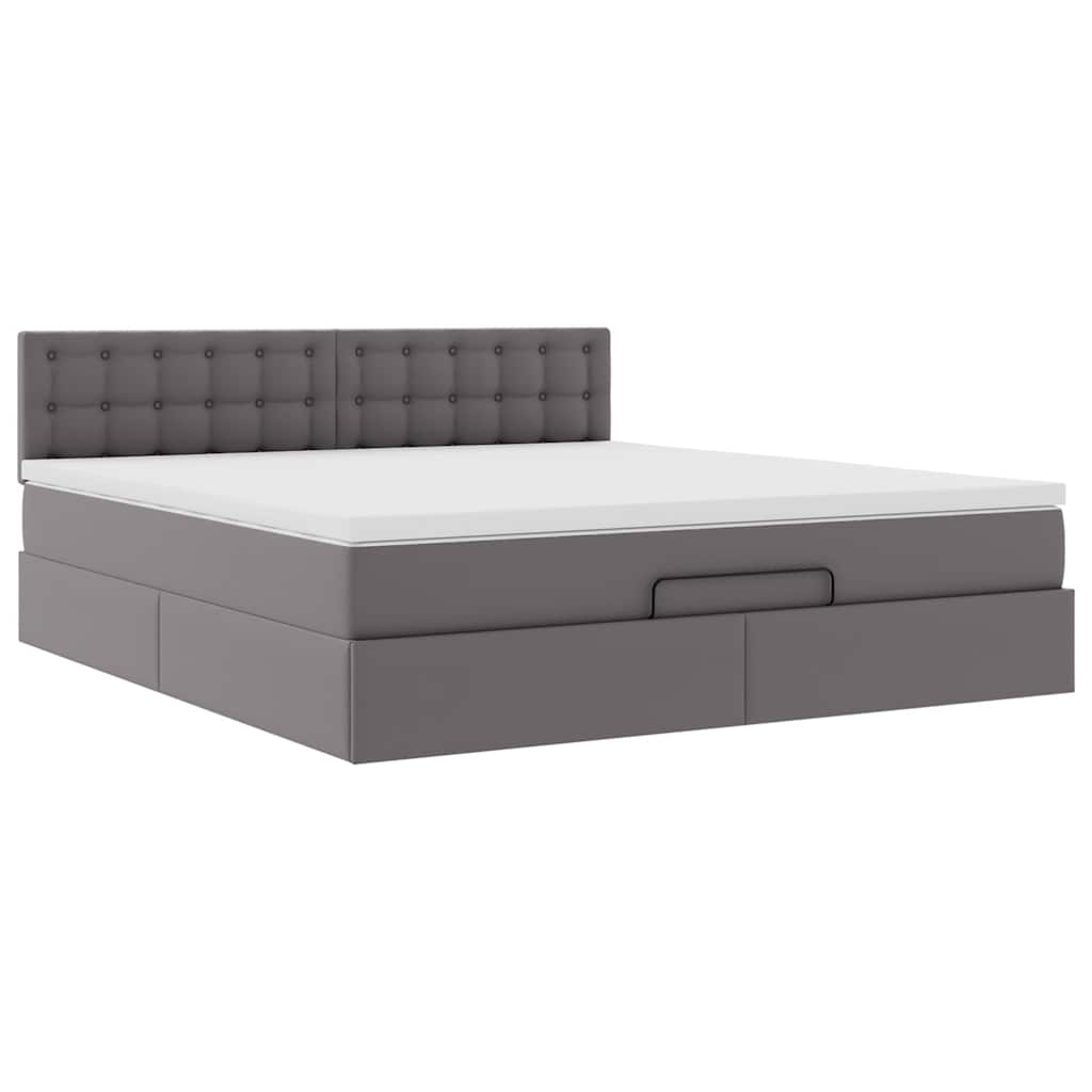 vidaXL Ottoman bed met matras 180x200cm kunstleer grijs, foto 4