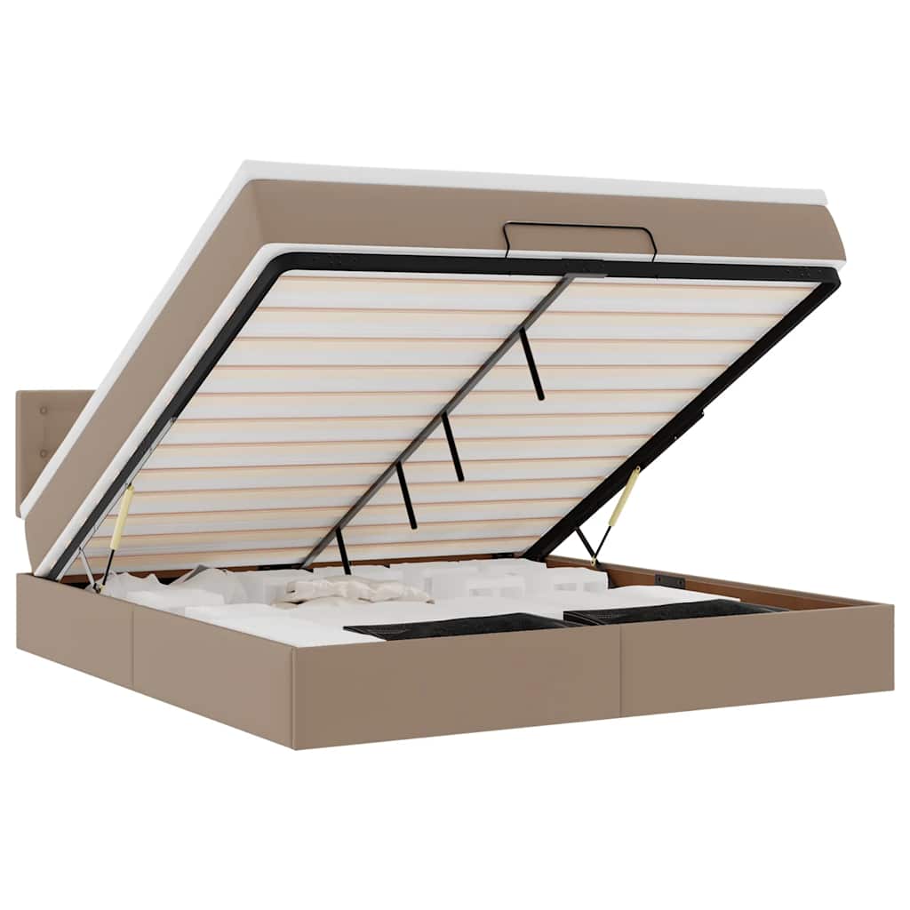 vidaXL Ottoman bed met matras 180x200cm kunstleer cappuccinokleurig bruin, foto 3