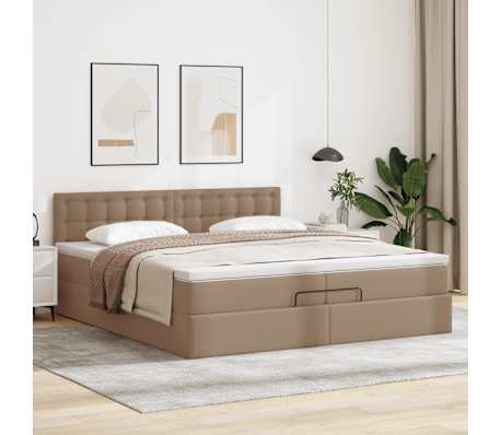 vidaXL Otomanski posteljni okvir z vzmetnicami kapučino 200x200 cm