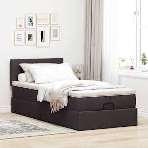 Osmanský rám postele s matrací tmavě šedá 80x200cm textil - obrázek 3