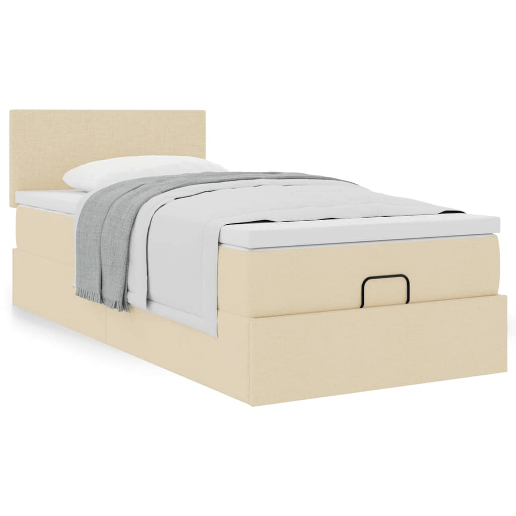 vidaXL Ottoman-Bett mit Matratze Creme 80x200 cm Stoff