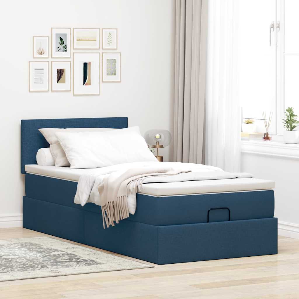 vidaXL Ottoman bed met matras 80x200cm stof blauw, foto 2
