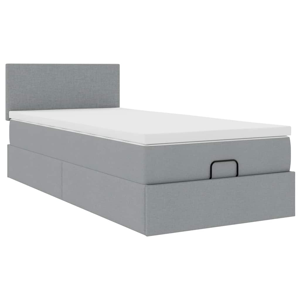 vidaXL Ottoman bed met matras 90x190cm stof lichtgrijs grijs, foto 4