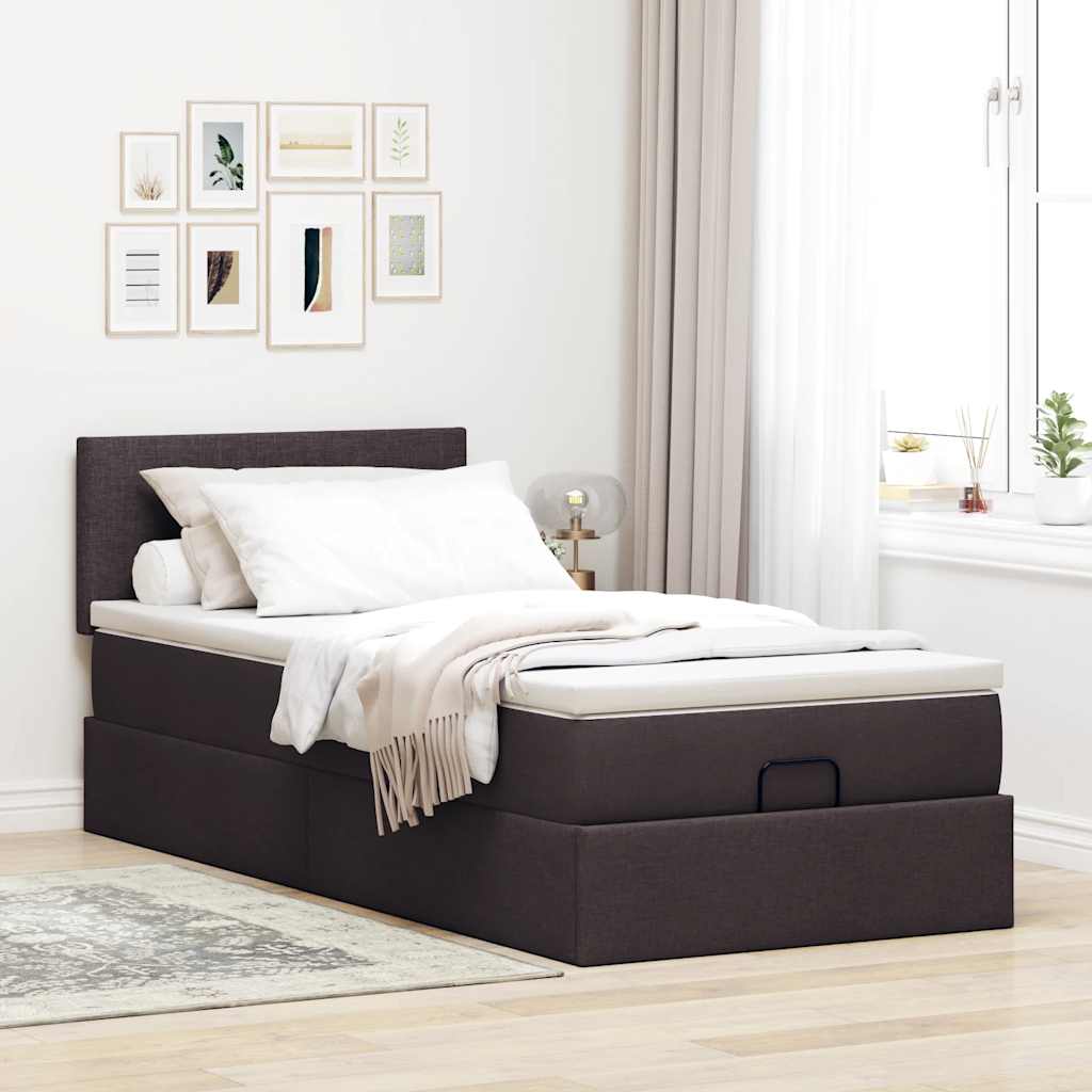vidaXL Ottoman bed met matras 90x190cm stof donkerbruin afbeelding