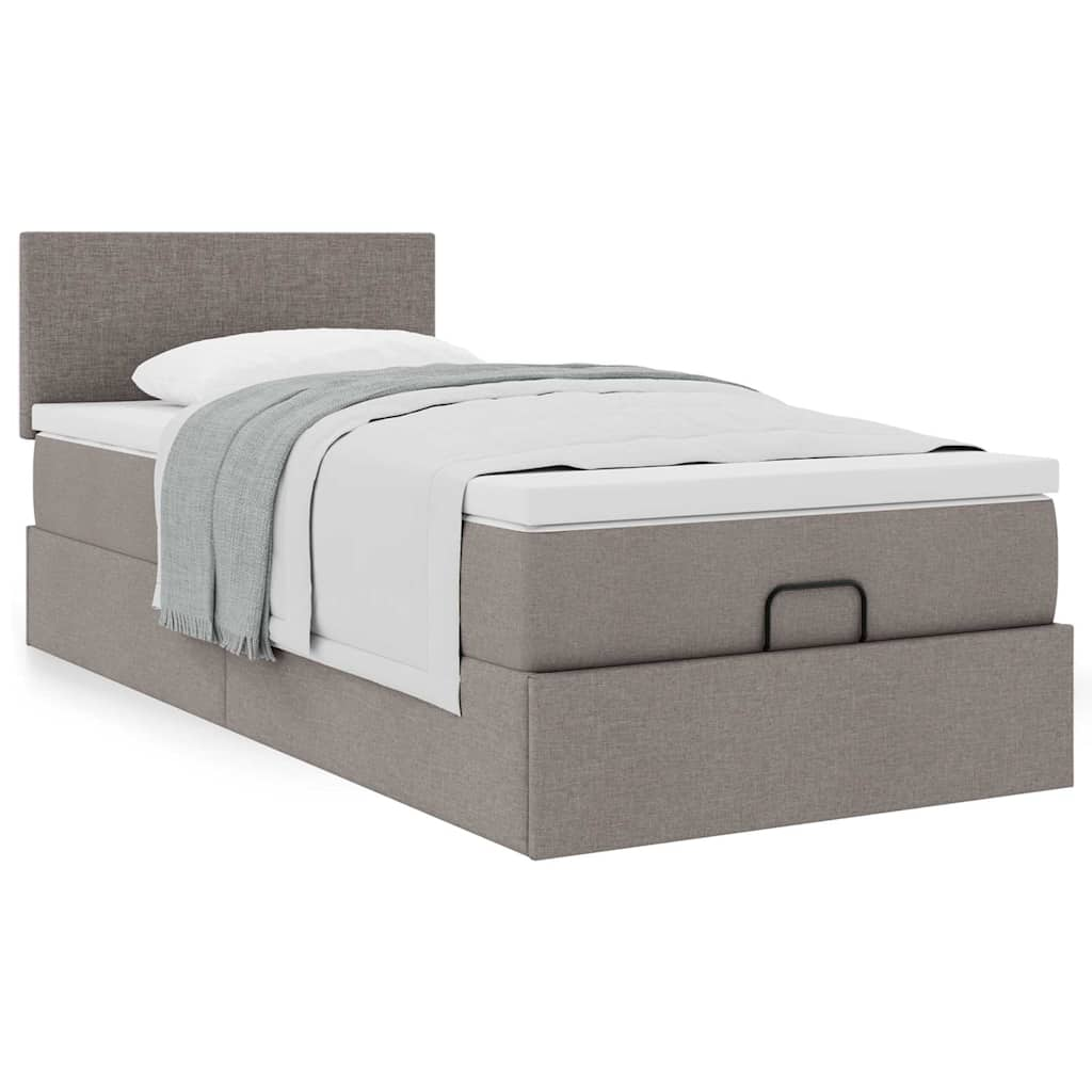 Ottoman-Bett mit Matratze Taupe 90×190 cm Stoff