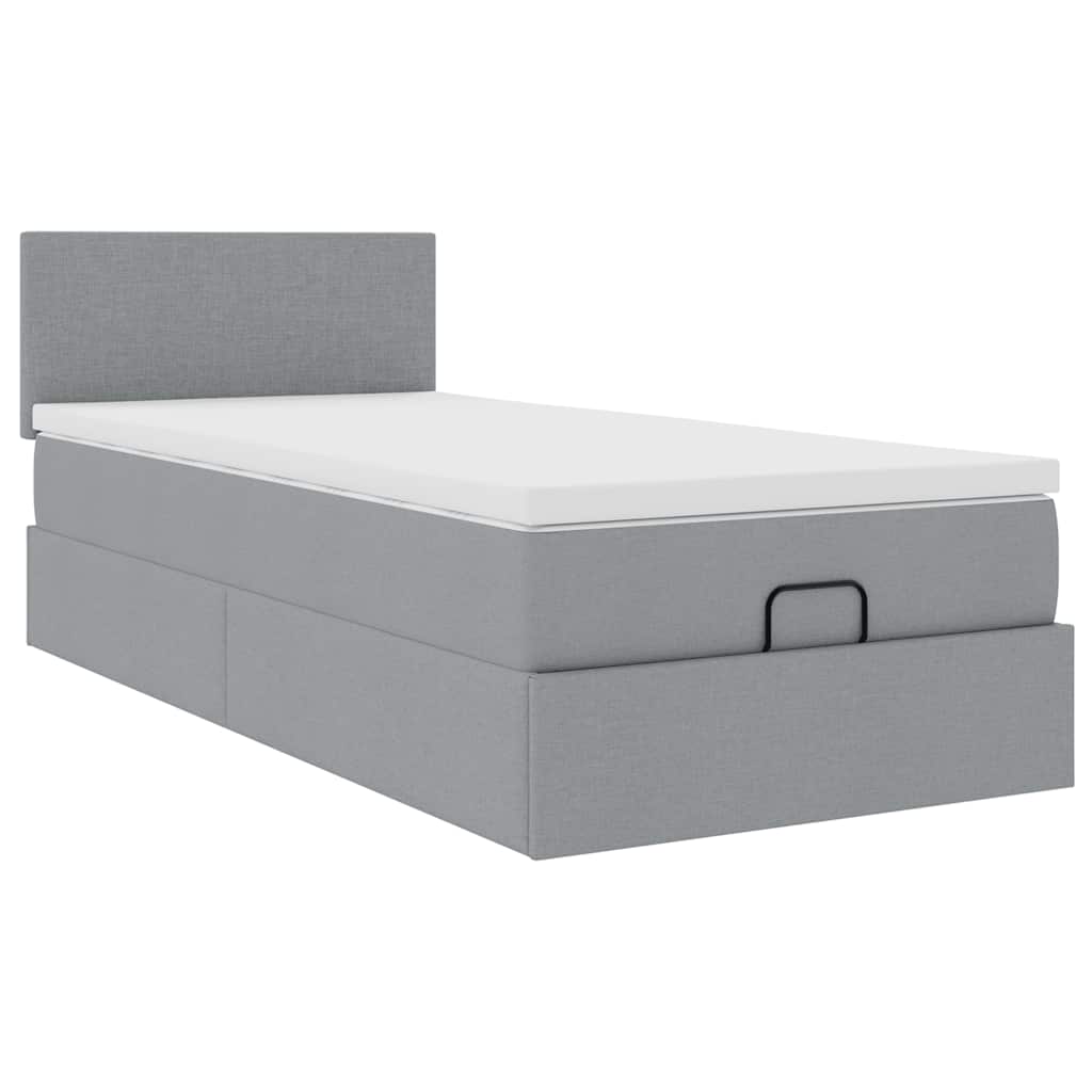 vidaXL Bed met matras 90x200 cm stof lichtgrijs grijs, foto 4