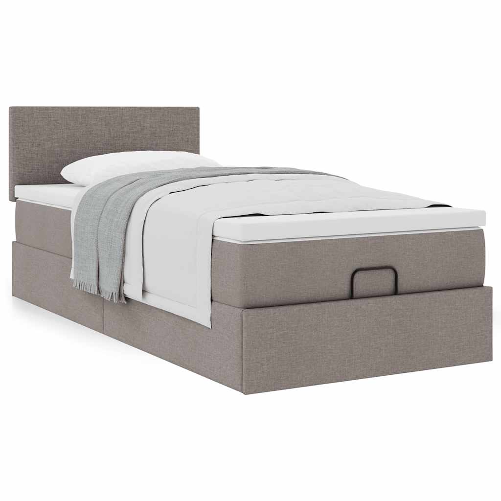 Ottoman-Bett mit Matratze Taupe 90×200 cm Stoff