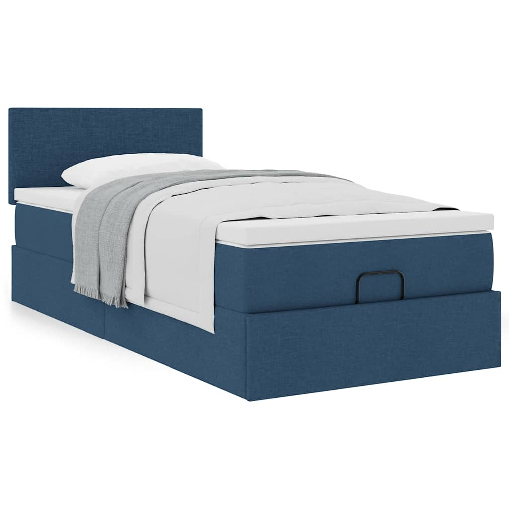 Ottoman-Bett mit Matratze Blau 100×200 cm Stoff