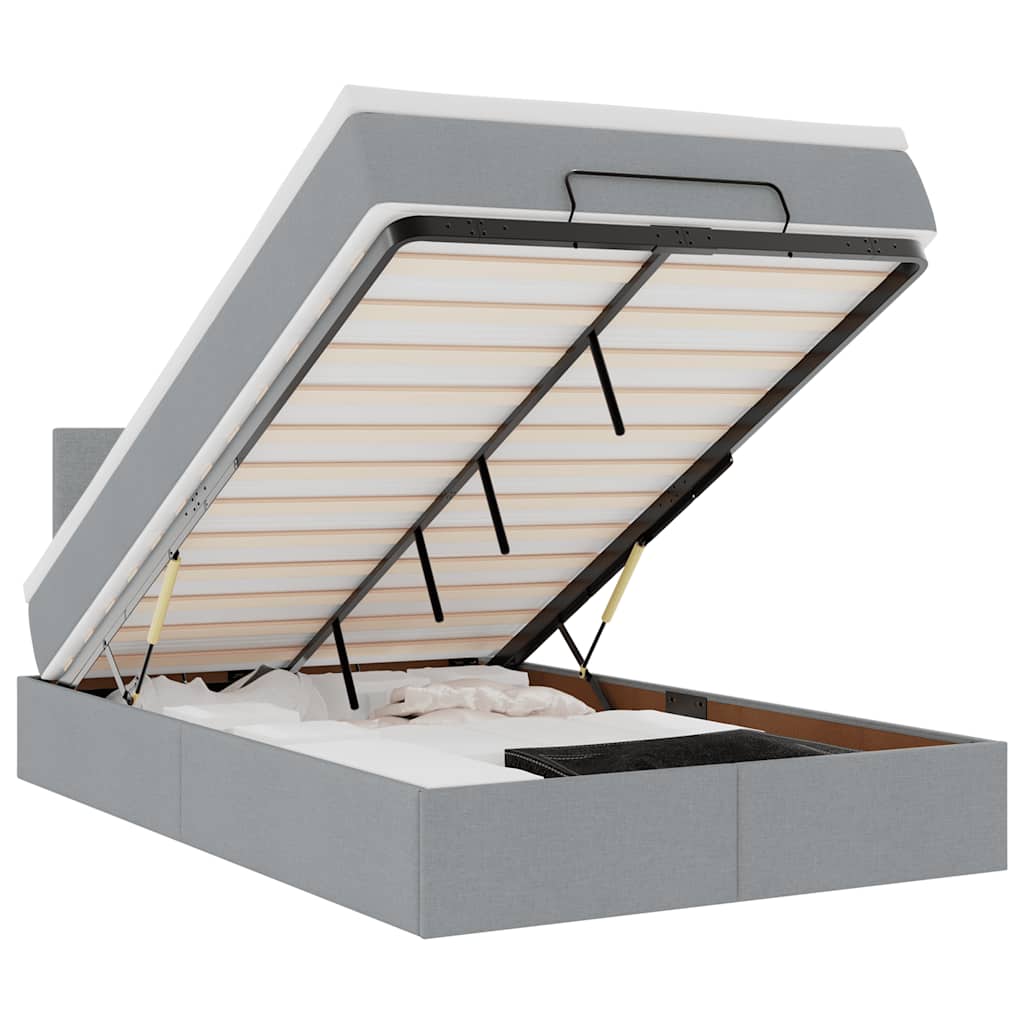 vidaXL Bed met matras 120x190 cm stof lichtgrijs grijs, foto 3