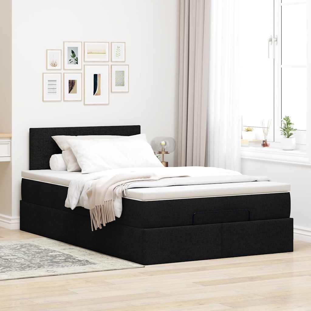 vidaXL Bed met matras 120x190 cm stof zwart afbeelding