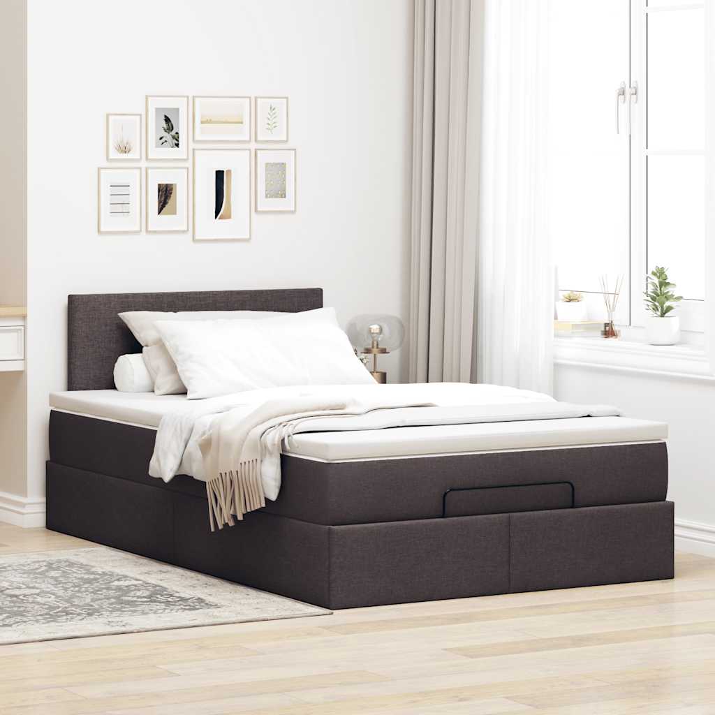 vidaXL Ottoman bed met matras 120x190 cm stof donkerbruin afbeelding