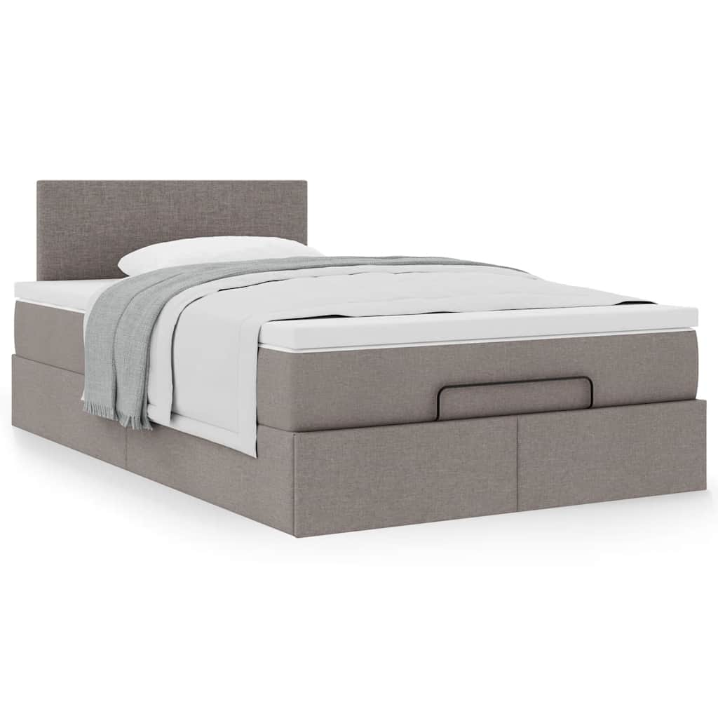 Ottoman-Bett mit Matratze Taupe 120×190 cm Stoff