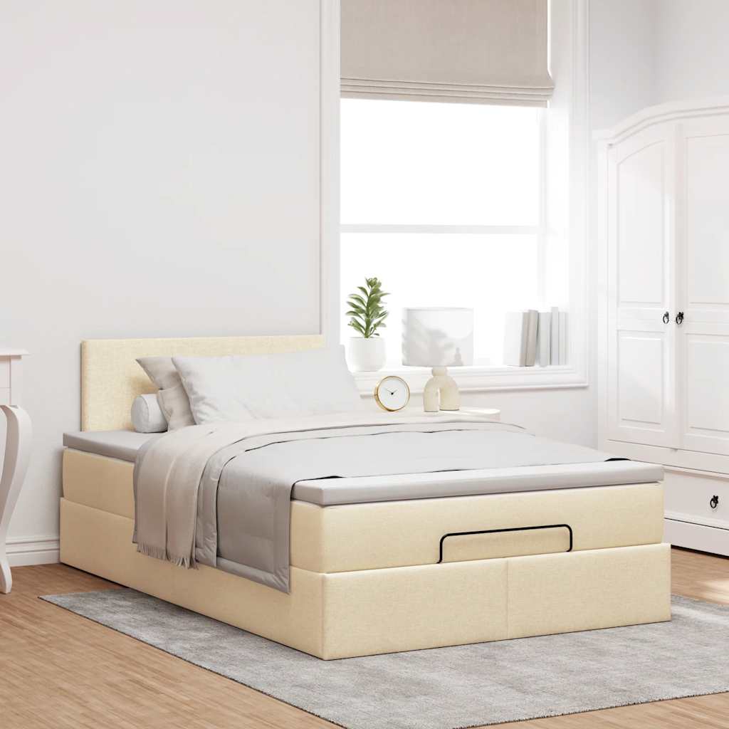 Thumbnail - vidaXL Ottoman-Bett mit Matratze Creme 120x190 cm Stoff