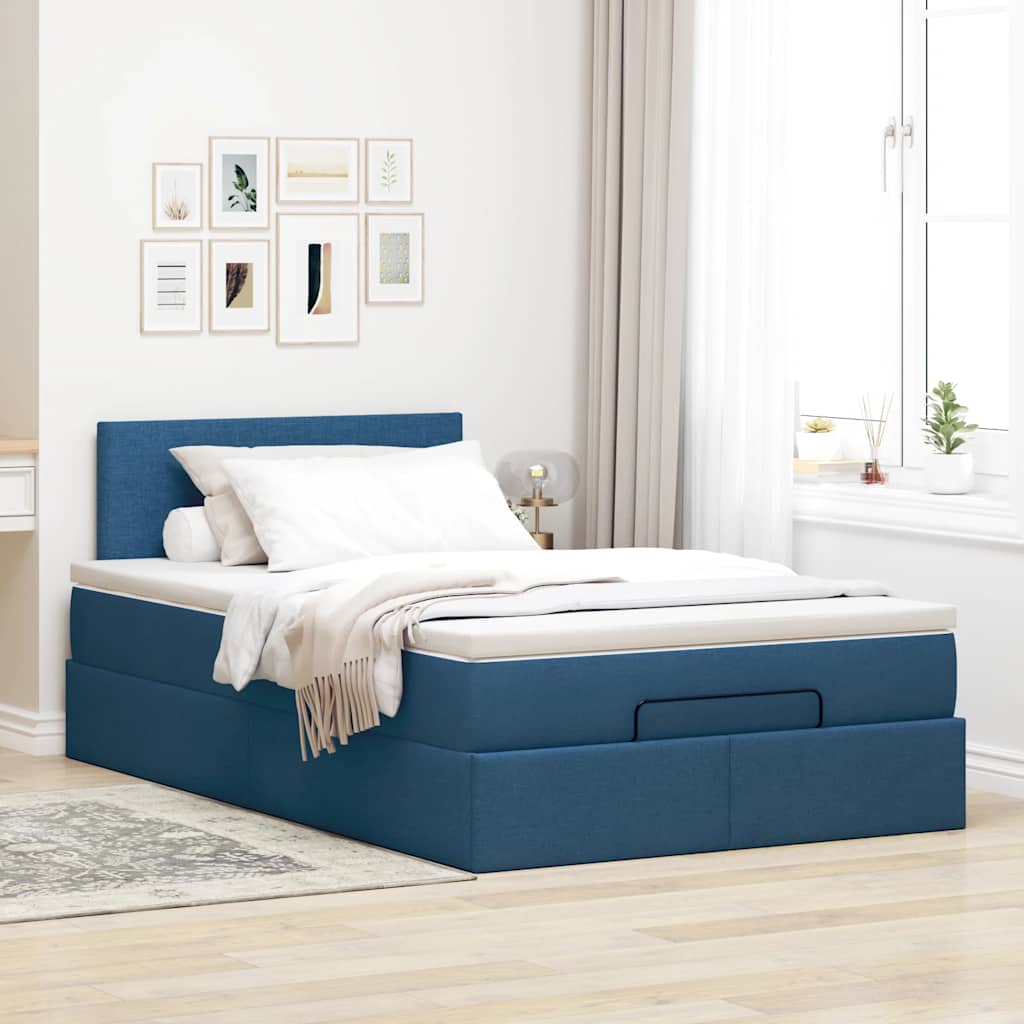vidaXL Ottoman bed met matras 120x190 cm stof blauw, foto 2