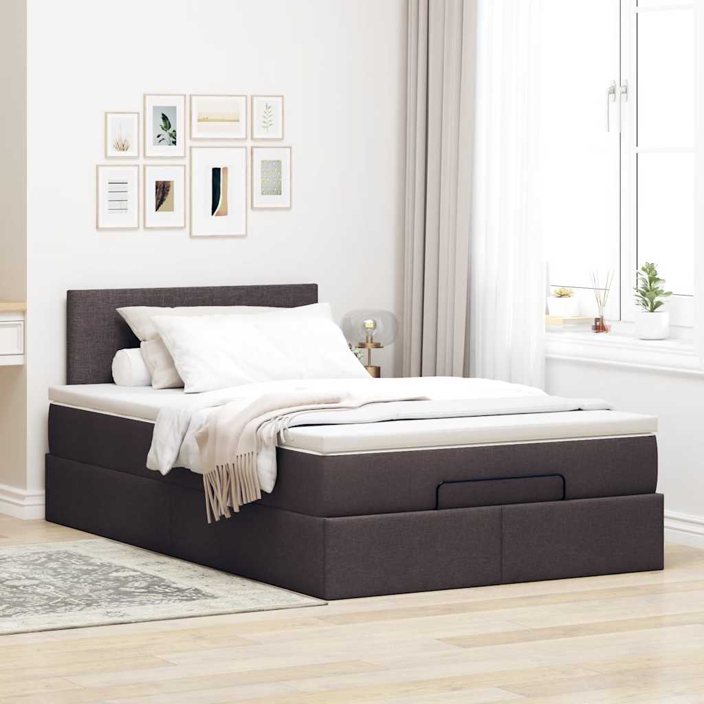 vidaXL Bed met matras 120x200 cm stof donkerbruin bruin, foto 2