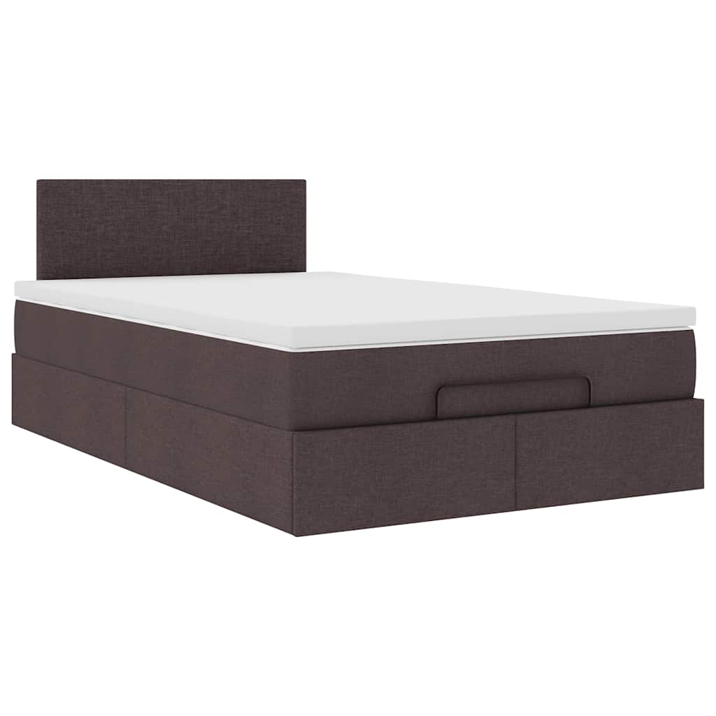 vidaXL Bed met matras 120x200 cm stof donkerbruin bruin, foto 4
