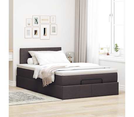 vidaXL Ottoman-Bett mit Matratze Dunkelbraun 120x200 cm Stoff