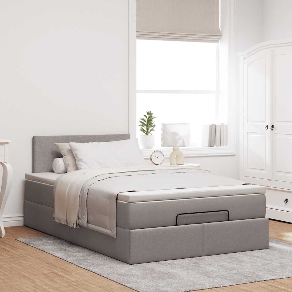 vidaXL Ottoman bed met matras 120x200cm stof taupe, foto 2