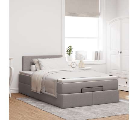 vidaXL Οθωμανικό κρεβάτι με στρώμα Taupe 120x200cm ύφασμα