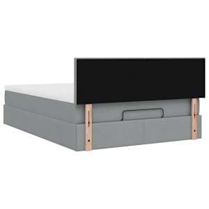 Osmanský postel s matrací světle šedá 140x190 cm textil - obrázek 11
