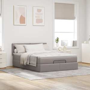 Osmanský postel s matrací taupe 140x190 cm textil - obrázek 3