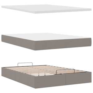 Osmanský postel s matrací taupe 140x190 cm textil - obrázek 7