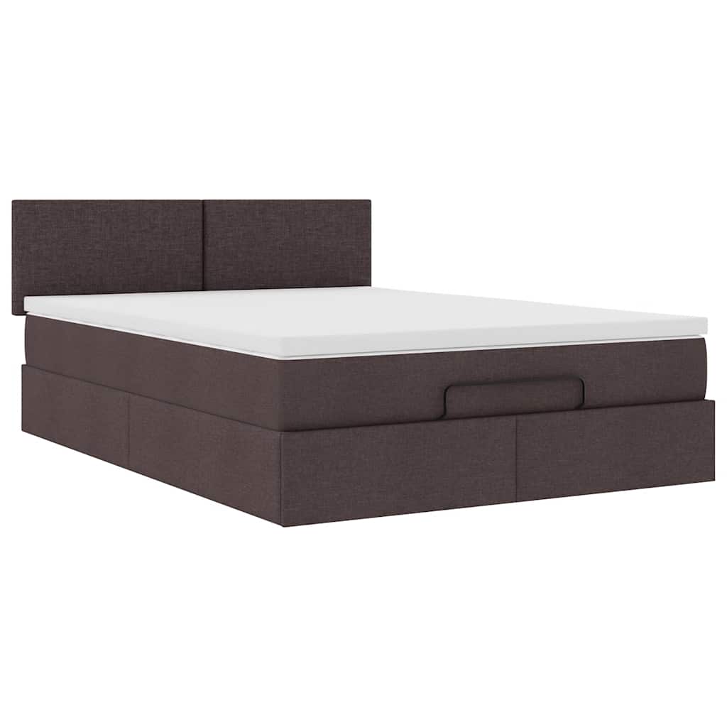 vidaXL Ottoman bed met matras 140x200cm stof donkerbruin bruin, foto 4