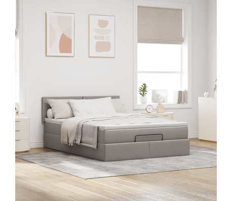 vidaXL Lit ottoman avec matelas taupe 140x200 cm tissu