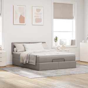 vidaXL Lit ottoman avec matelas taupe 140x200 cm tissu