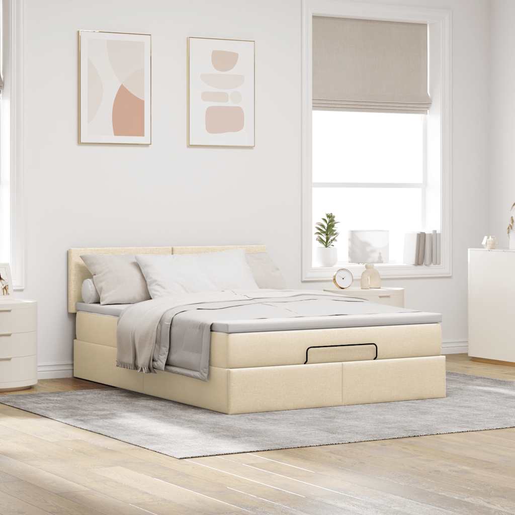 Thumbnail - vidaXL Ottoman-Bett mit Matratze Creme 140x200 cm Stoff
