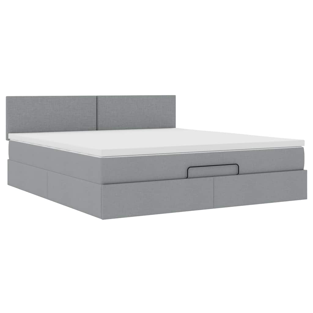 vidaXL Bed met matras 160x200 cm stof lichtgrijs grijs, foto 4