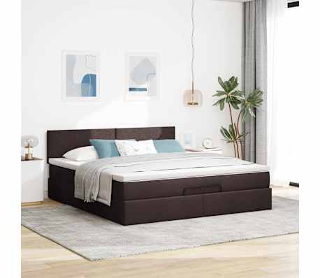 VidaXL Cadre de lit ottoman avec matelas marron fonc&eacute; 160x200 cm tissu