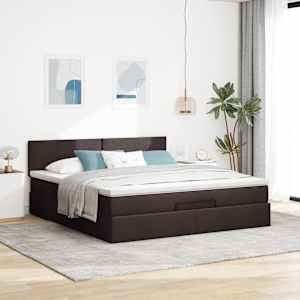 VidaXL Cadre de lit ottoman avec matelas marron fonc&eacute; 160x200 cm tissu
