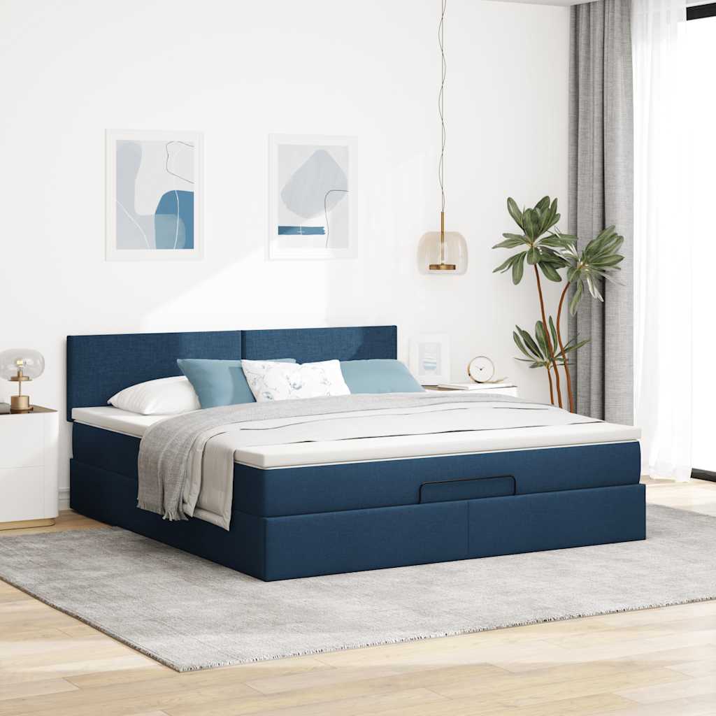 Thumbnail - vidaXL Ottoman-Bett mit Matratze Blau 160x200 cm Stoff