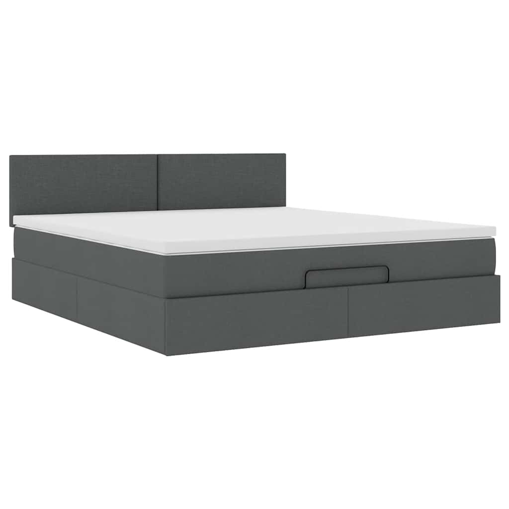 vidaXL Ottoman bed met matras 180x200cm stof donkergrijs grijs, foto 4