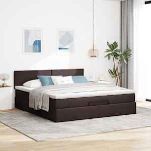 VidaXL Cadre de lit ottoman avec matelas marron fonc&eacute; 180x200 cm tissu