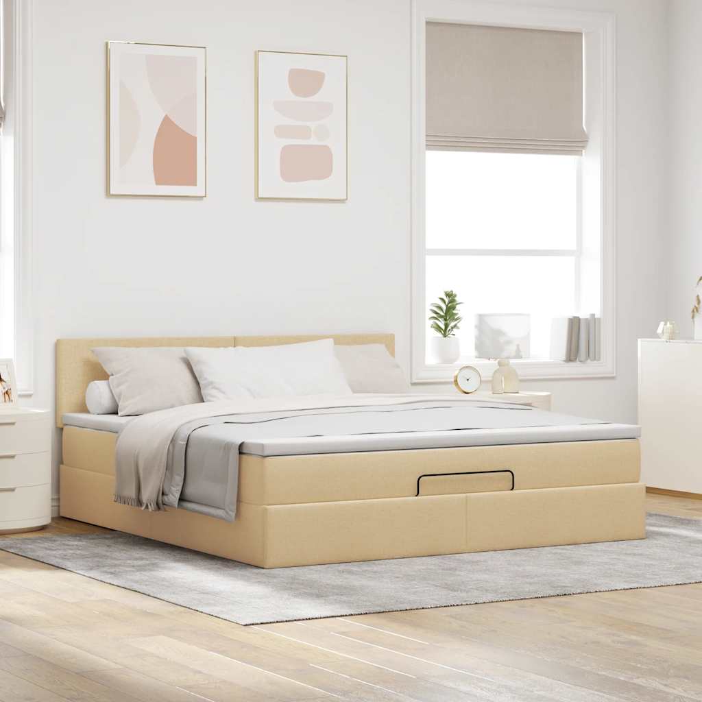 Thumbnail - vidaXL Ottoman-Bett mit Matratze Creme 180x200 cm Stoff