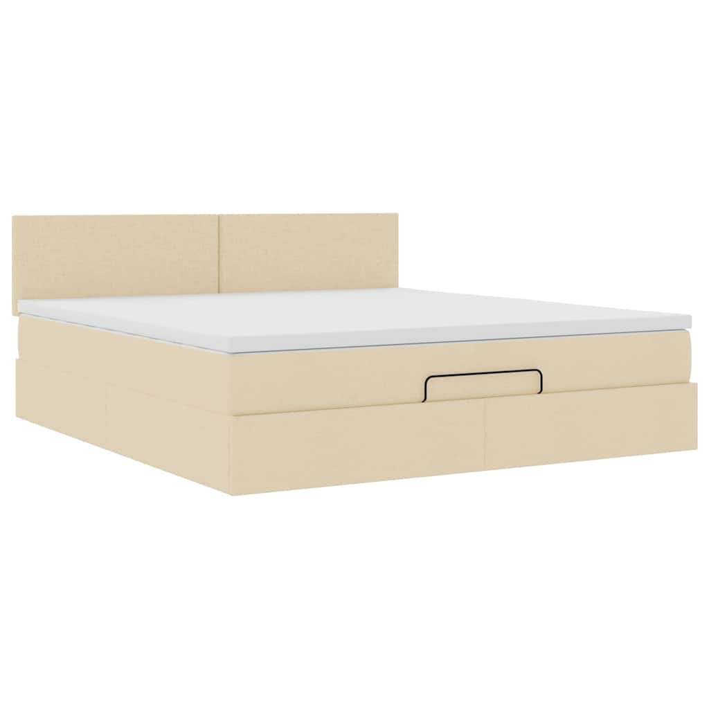 vidaXL Ottoman bed met matras 180x200cm stof crèmekleurig, foto 4