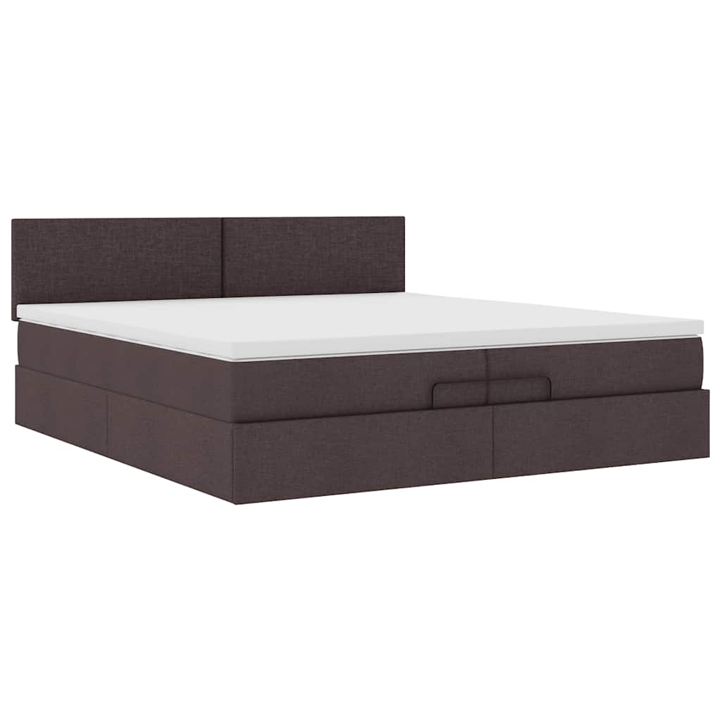 vidaXL Ottoman bed met matras 200x200 cm stof donkerbruin bruin, foto 4