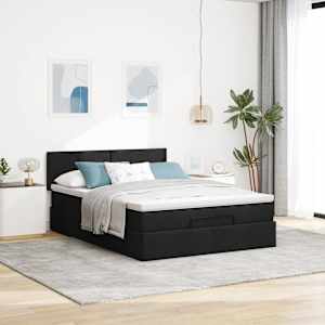 vidaXL Ottoman Bed with Mattress Black Double Fabric