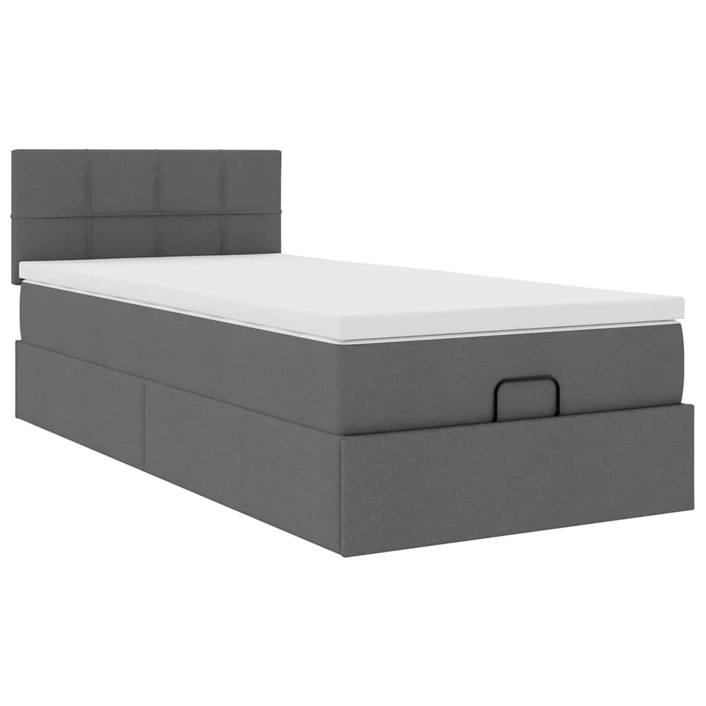 vidaXL Ottoman bed met matras 80x200cm stof donkergrijs grijs, foto 4