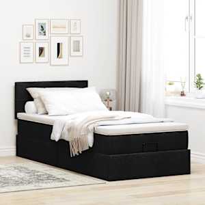 Osmanský rám postele s matrací černá 80x200cm textil - obrázek 3