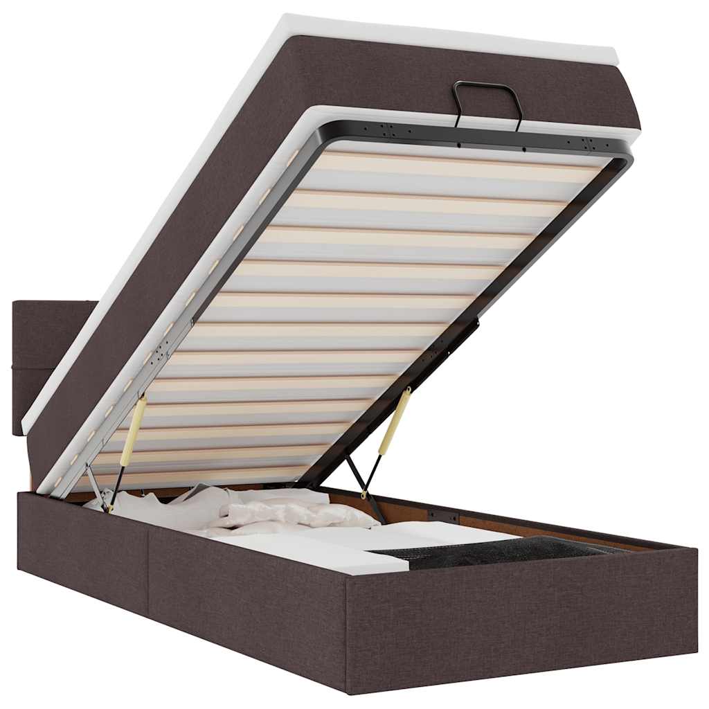 Thumbnail - vidaXL Ottoman-Bett mit Matratze Dunkelbraun 80x200 cm Stoff