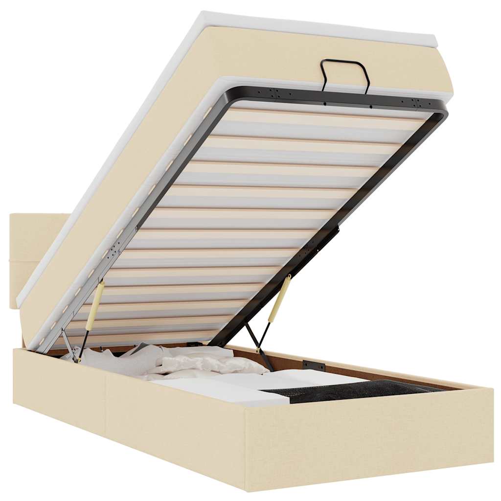 vidaXL Ottoman bed met matras 80x200cm stof crèmekleurig, foto 3