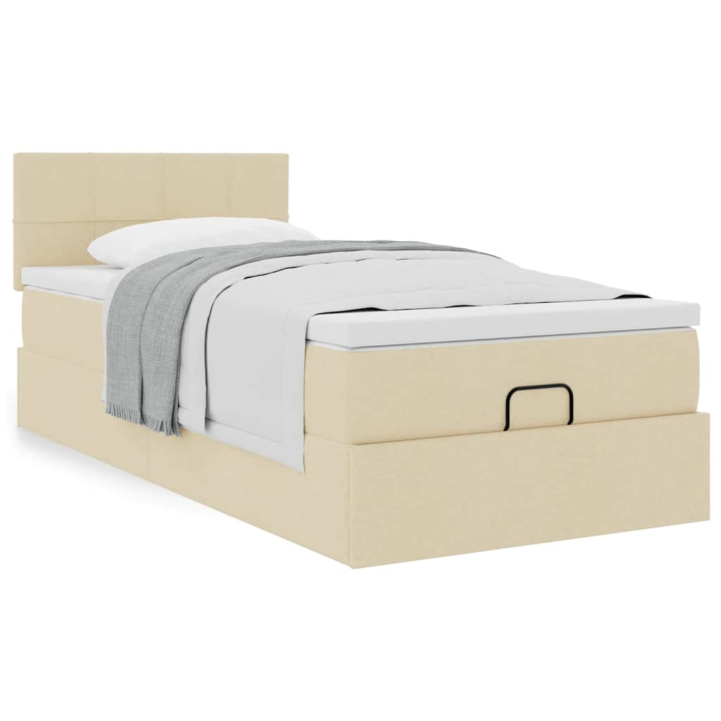 vidaXL Ottoman-Bett mit Matratze Creme 80x200 cm Stoff