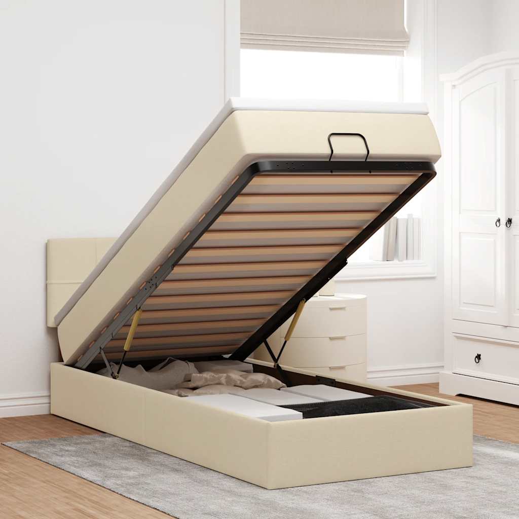 vidaXL osmannisk sengeramme med madras 80x200 cm stof cremefarvet