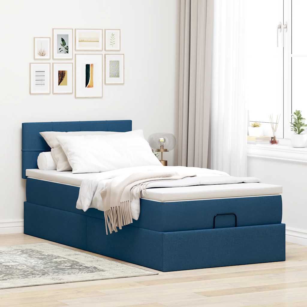 vidaXL Ottoman bed met matras 80x200cm stof blauw afbeelding