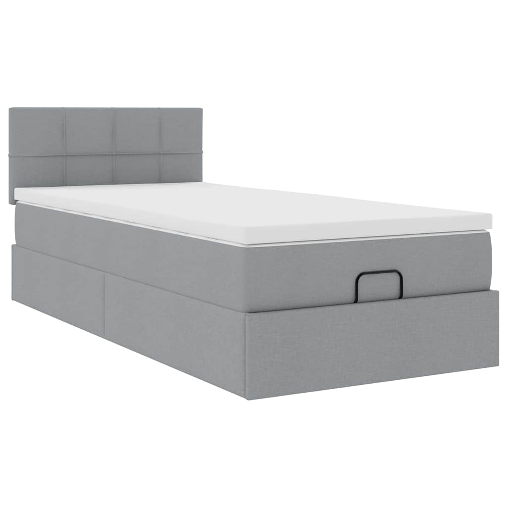 vidaXL Bed met matras 90x200 cm stof lichtgrijs grijs, foto 4