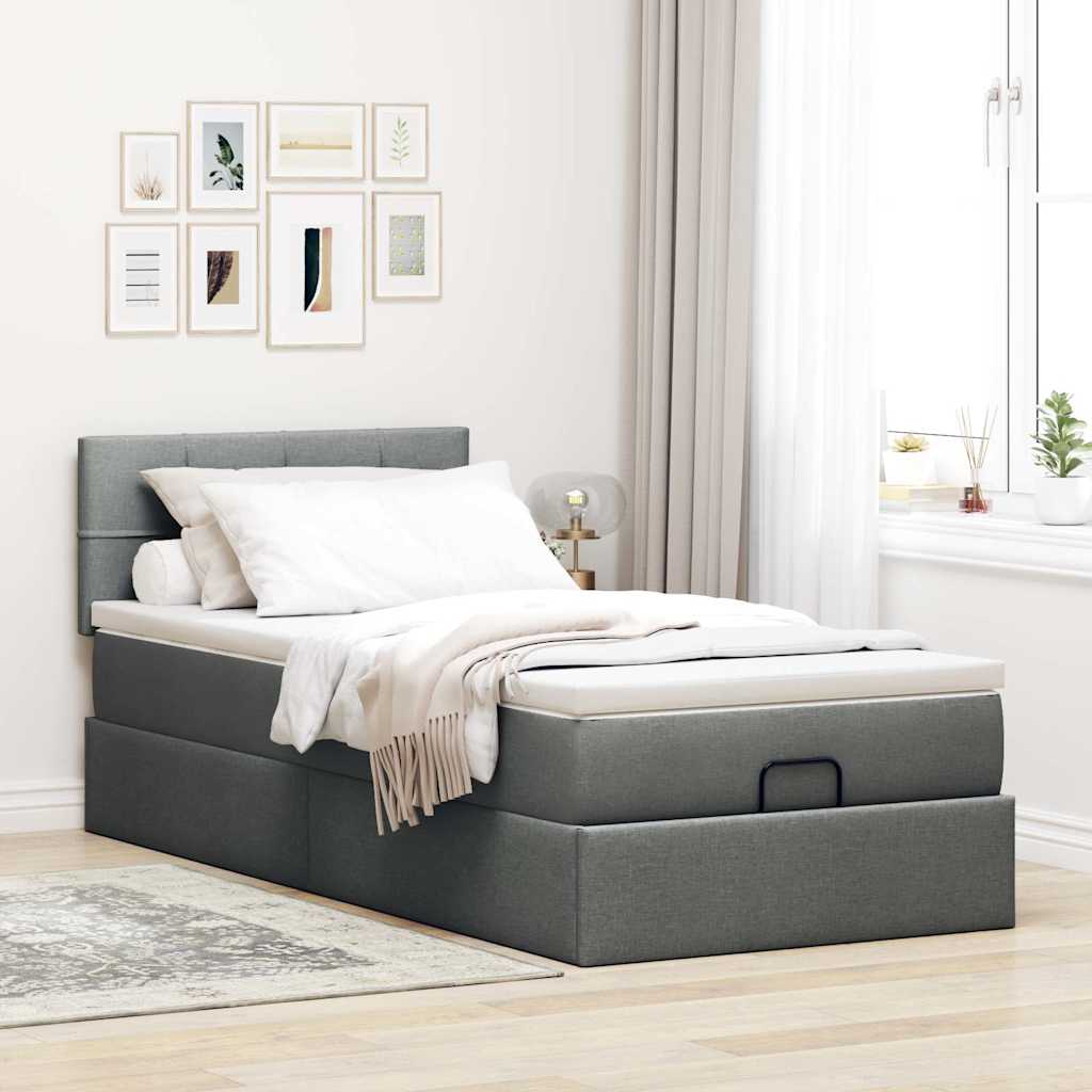 Thumbnail - vidaXL Ottoman-Bett mit Matratze Dunkelgrau 90x200 cm Stoff